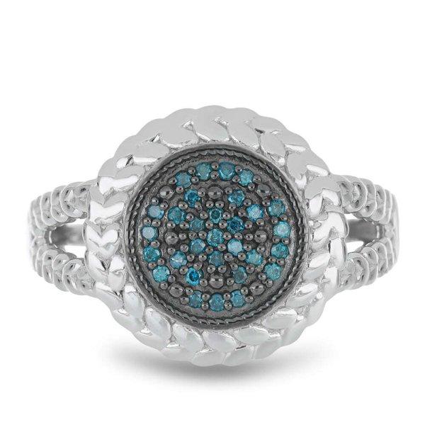 Ezüst Gyűrű Kék Gyémánttal, Méret: 57-56