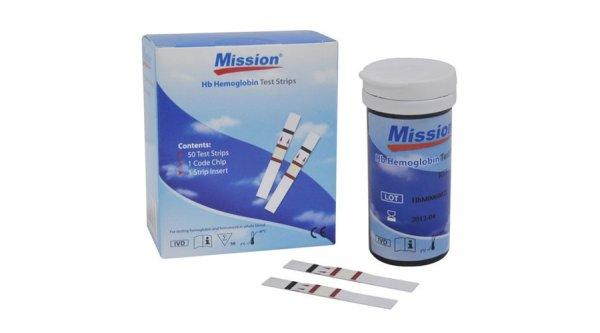Mission HB Hemoglobin tesztcsík + kapilláris cső 50db