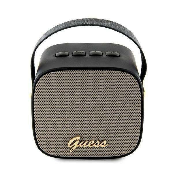 Guess Bluetooth hangszóró GUWSB2P4SMK mini hangszóró fekete 4G bőrből
készült Script Logo szíj