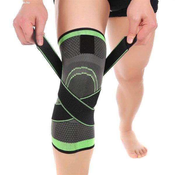 Kompressziós térdrögzítő állítható
pántokkal sportoláshoz és térdfájdalmak ellen –
zöld-fekete - XXL (BBM) (BBKM)