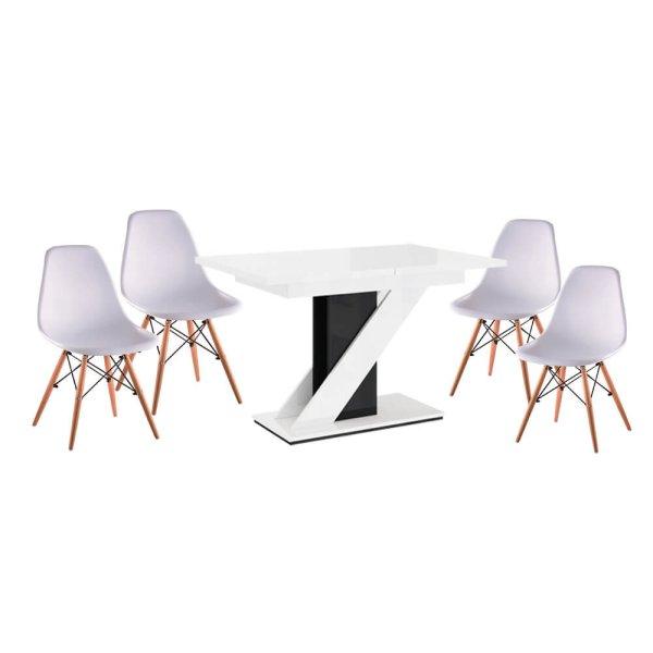 Maasix WGBS Magasfényű Fehér-Fekete 4 személyes étkezőszett Fehér Didier
székekkel