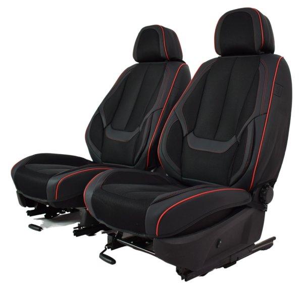 Opel Astra I (F) Kombi Méretezett Üléshuzat -Victoria Bőr/Szövet
-Piros/Fekete- 2 Első Ülésre