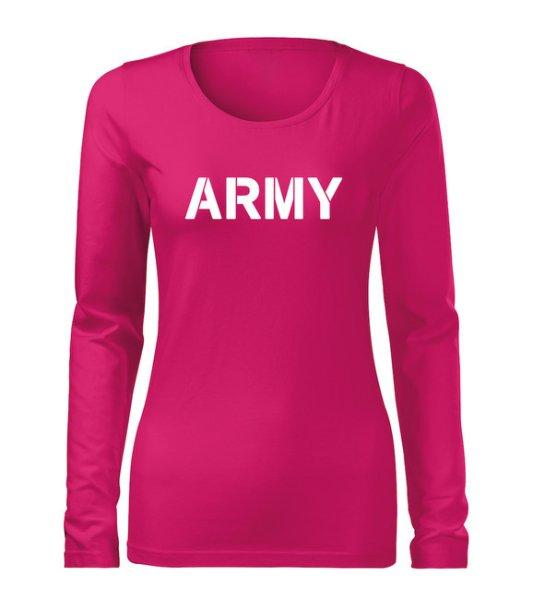 DRAGOWA Slim női hosszú ujjú póló army, rózsaszín 160g/m2