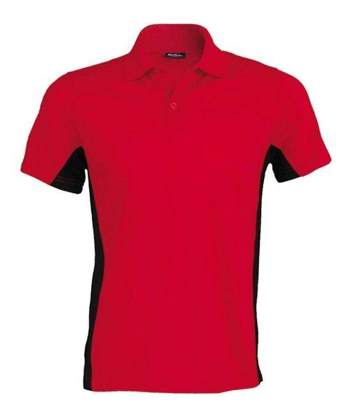 Férfi kétszínű rövid ujjú galléros piké póló, Kariban KA232,
Red/Black-S