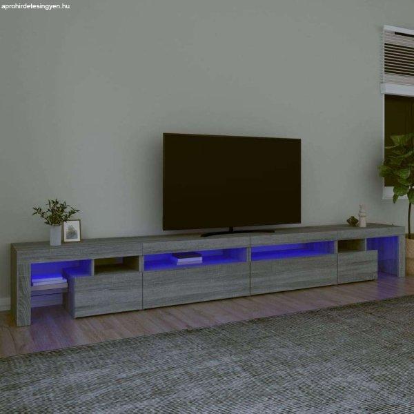vidaXL szürke sonoma-színű TV-szekrény LED-lámpákkal 290x36,5x40 cm