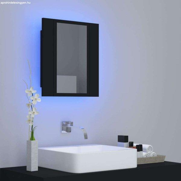 Fekete led-es tükrös fürdőszobaszekrény 40 x 12 x 45 cm