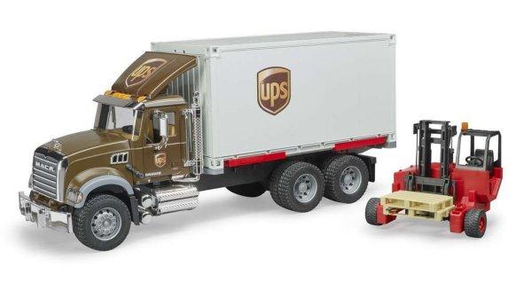Bruder MACK Granite UPS teherautó taroncával és raklapokkal