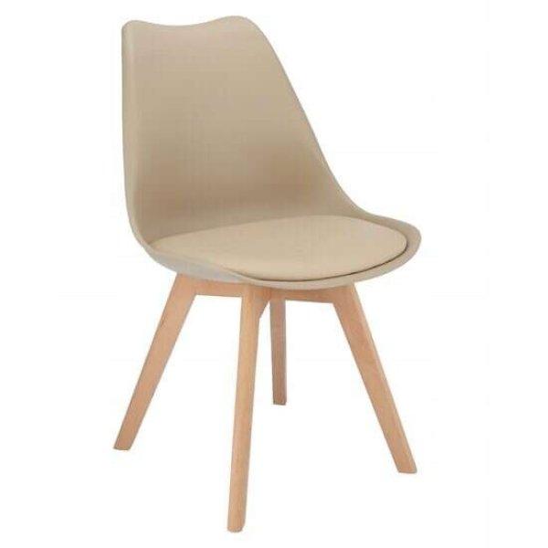 Konyha/nappali szék, Mercaton, Oslo, PP, öko-bőr, fa, bézs, 48x55x81 cm