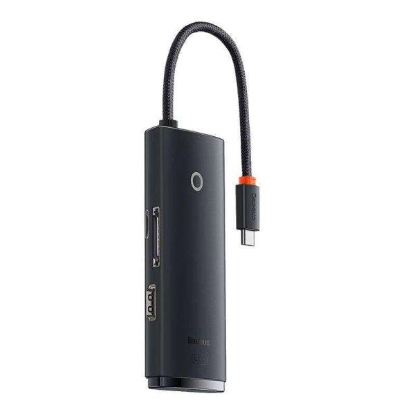6in1 Baseus Lite sorozat USB-C 2x USB 3.0 + USB-C + HDMI + SD/TF hub (fekete)