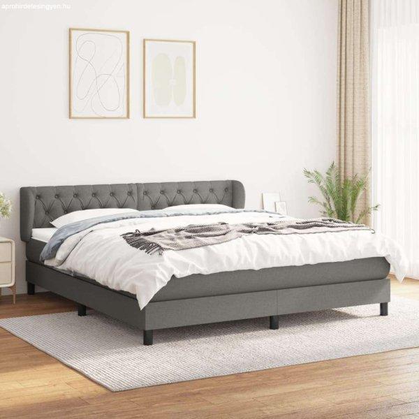vidaXL sötétszürke szövet rugós ágy matraccal 160 x 200 cm