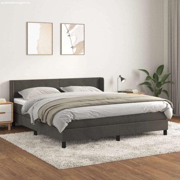 vidaXL sötétszürke bársony rugós ágy matraccal 160x200 cm