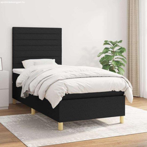 vidaXL fekete szövet rugós ágy matraccal 90x190 cm
