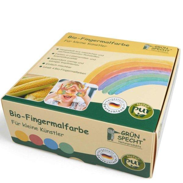 4 színű bio ujjfesték gyerekeknek, 2 éves kortól+, közvetlenül tenyérrel
vagy talppal történő festéshez, Gruenspecht 691-00