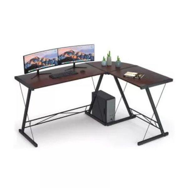 L alakú irodai asztal sötétbarna
