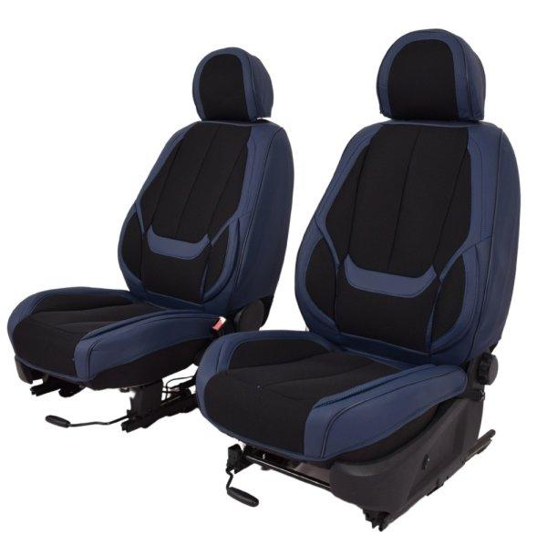 Hyundai I Cupe Nemesis Bőr/Szövet Méretezett Üléshuzat -Kék/Fekete- 2Db
Első Ülésre