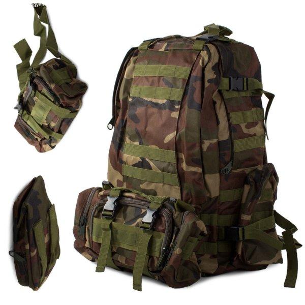 Katonai taktikai hátizsák, sötét terepszínű, 48,5l 