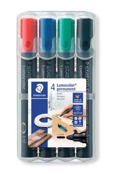Alkoholos marker készlet, 2 mm, kúpos, STAEDTLER "Lumocolor® 352",
4 különböző szín