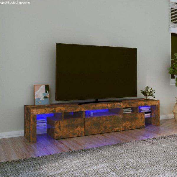 Füstös tölgyszínű TV-szekrény LED-világítással 200x36,5x40 cm