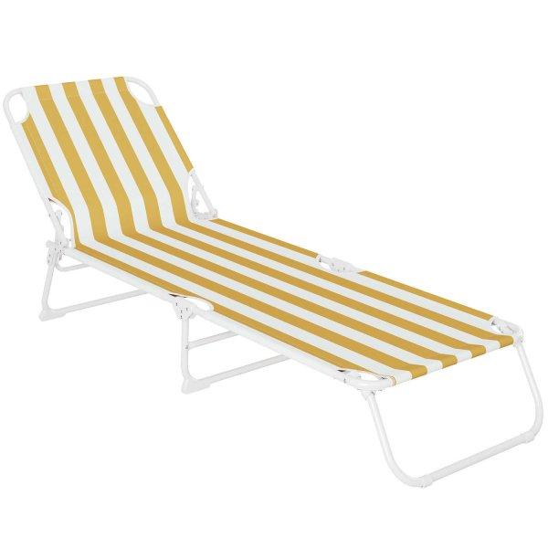 Sersimo összecsukható kanapé, 186 x 56 cm, strandra vagy kertre,
sárgafehér, kapacitás 110kg