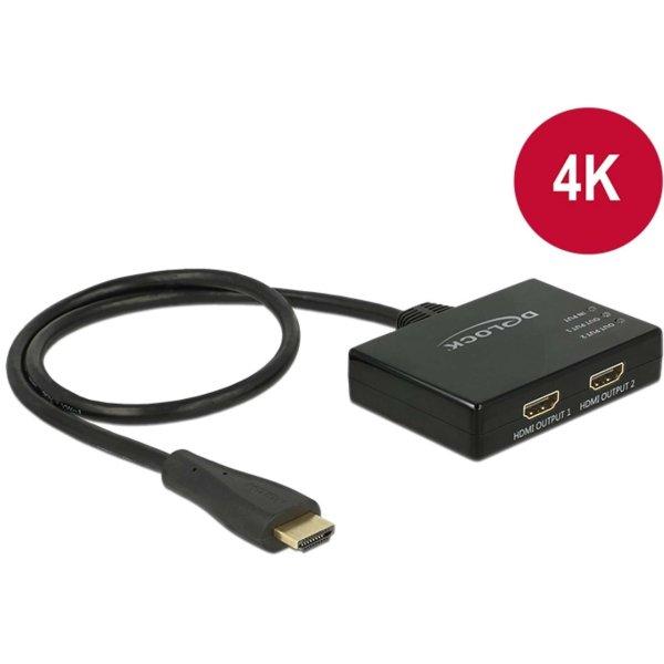 Delock HDMI UHD-es elosztó 1 x HDMI-bemenet > 2 x HDMI-kimenet 4K (87700)