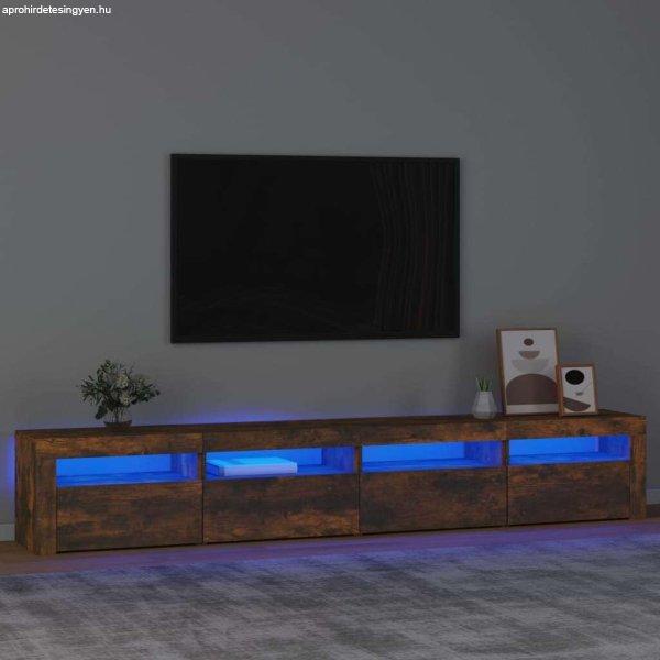 vidaXL füstös tölgyszínű TV-szekrény LED-lámpákkal 240x35x40 cm