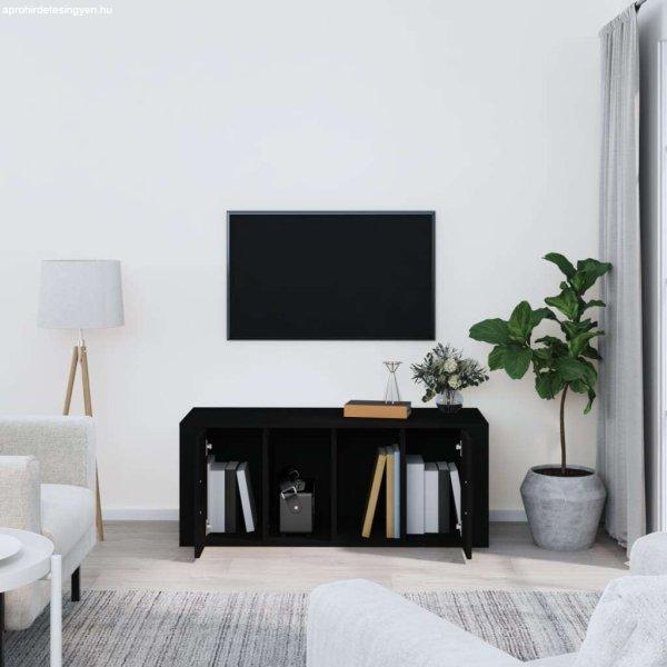 Fekete szerelt fa tv-szekrény 100 x 35 x 40 cm