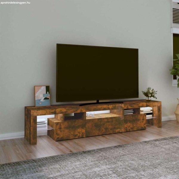 Füstös tölgyszínű tv-szekrény led-világítással 200x36,5x40 cm