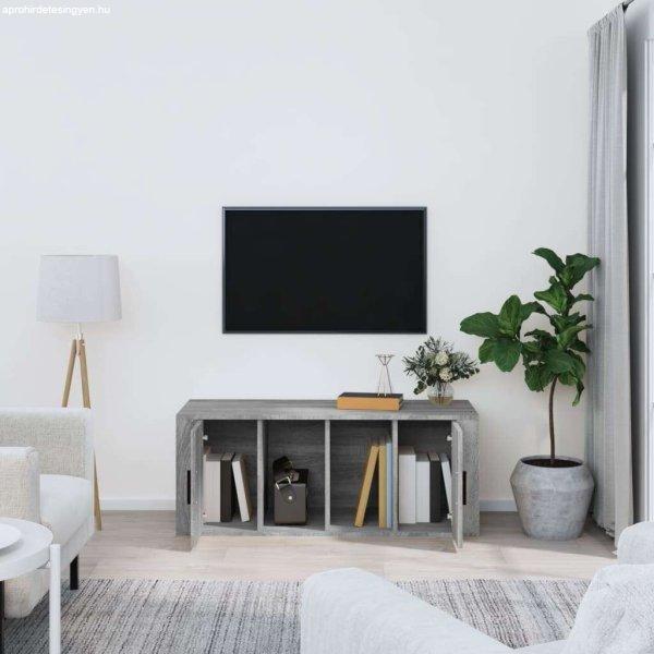 Szürke sonoma színű szerelt fa tv-szekrény 100 x 35 x 40 cm