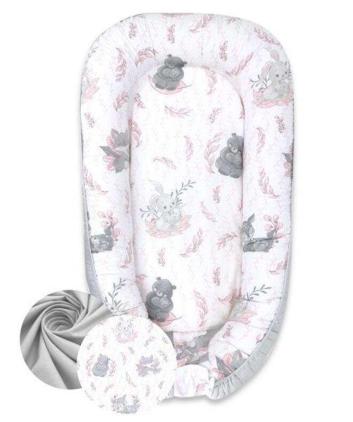 Baby Shop babafészek 55x75 cm - Lulu rózsaszín/szürke