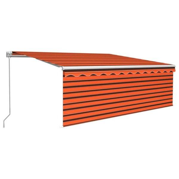 Narancssárga-barna kihúzható napellenző redőnnyel 4x3 m