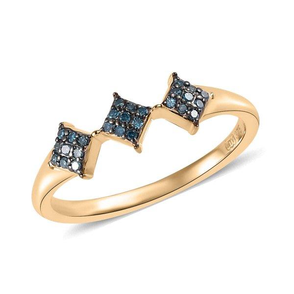 Arany Gyűrű Kék Gyémánttal, Méret: 57-56
