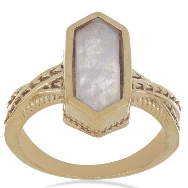 Arannyal Bevont Ezüst Gyűrű Grant Megyei Szivárvány Holdkővel, Méret:
54-55
