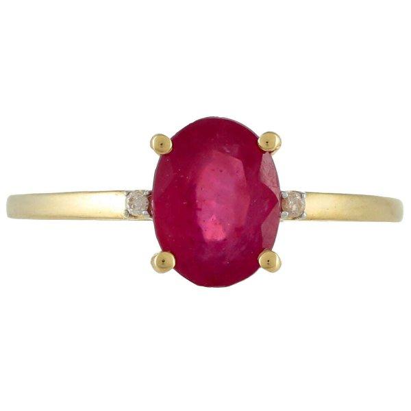 Arany Gyűrű Thai Rubinnal és Fehér Gyémánttal, Méret: 57-56