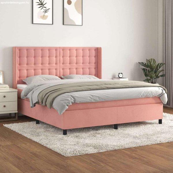 vidaXL rózsaszín bársony rugós ágy matraccal 180x200 cm