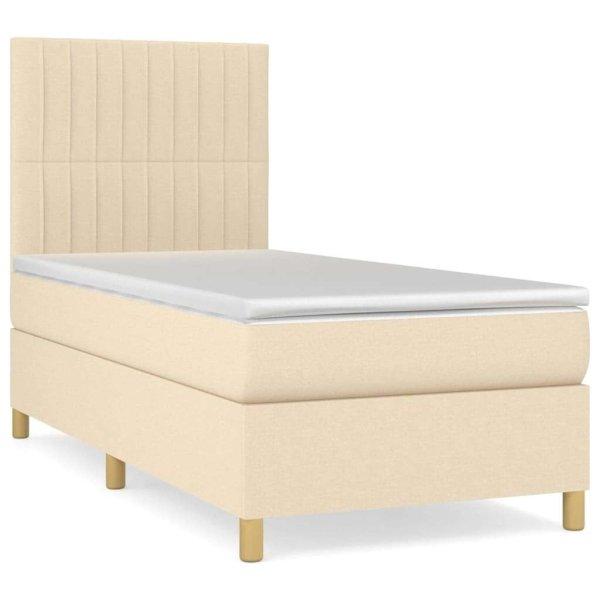 Krémszínű szövet rugós ágy matraccal 90 x 190 cm