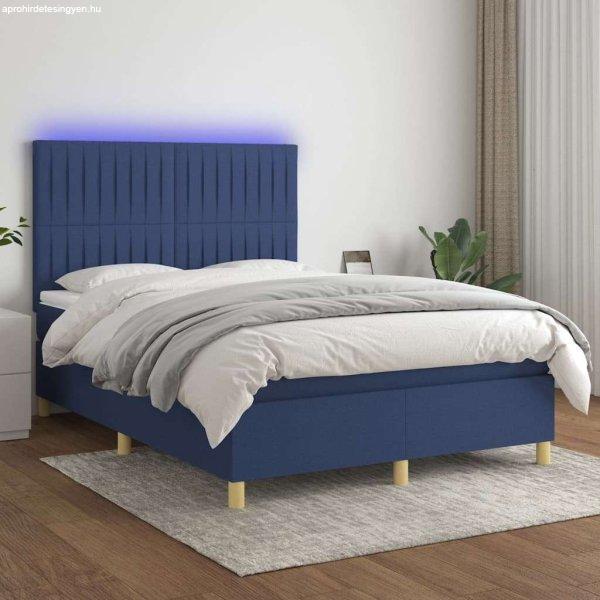 vidaXL kék szövet rugós és LED-es ágy matraccal 140x200 cm