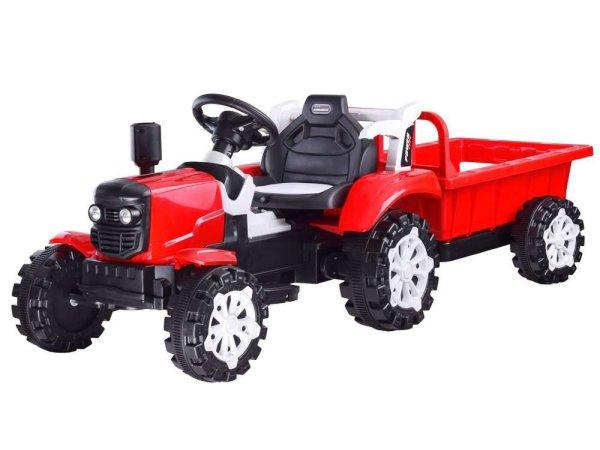 Piros traktor pótkocsival - elektromos jármű gyerekeknek