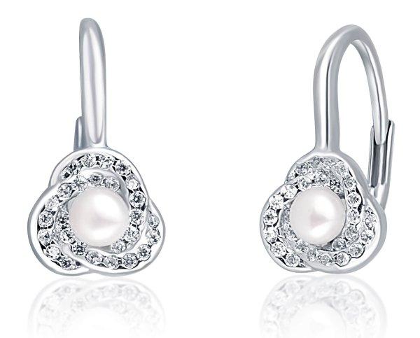 JwL Luxury Pearls Csillogó ezüst fülbevaló gyönggyel
és cirkónium kővel JL0642