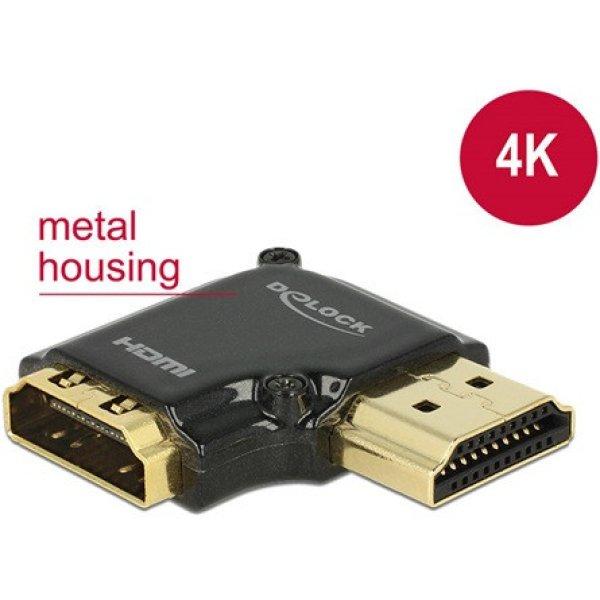 Delock HDMI 1.4 M/F adapter fekete 4k, 90°jobb