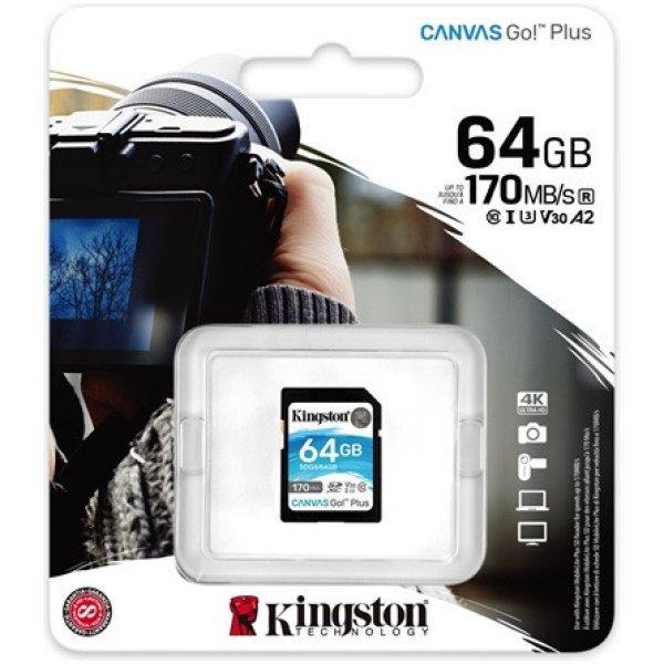 Kingston 64GB Canvas Go! Plus UHS1 U3 V30 SDXC memóriakártya