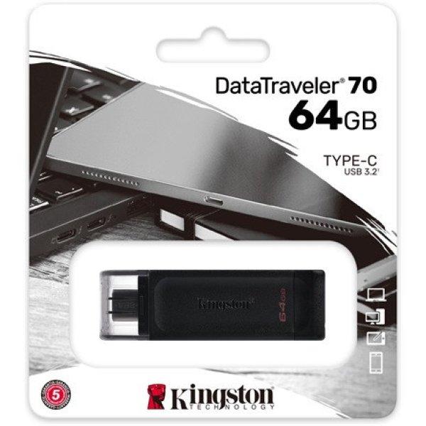 Kingston 64GB DataTraveler 70 USB-C pendrive fekete