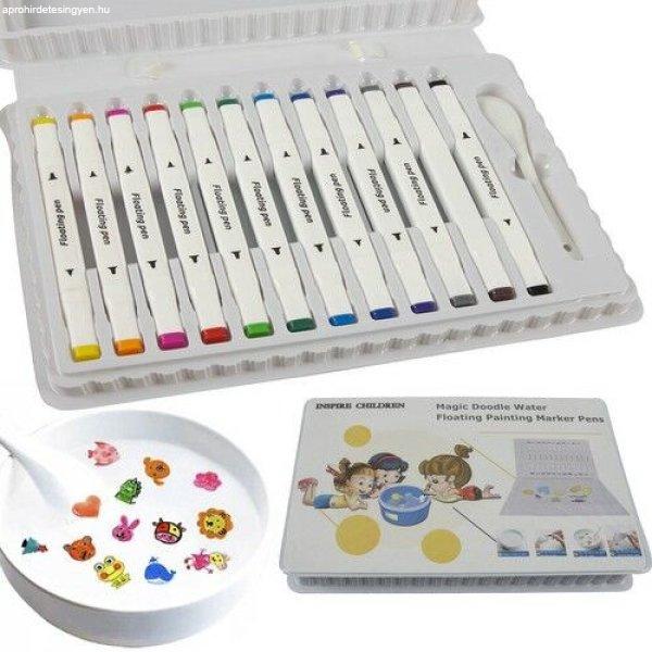 12 db-os marker készlet gyerekeknek vízre rajzoláshoz, kreatív
filctollszett, varázslatos színekkel