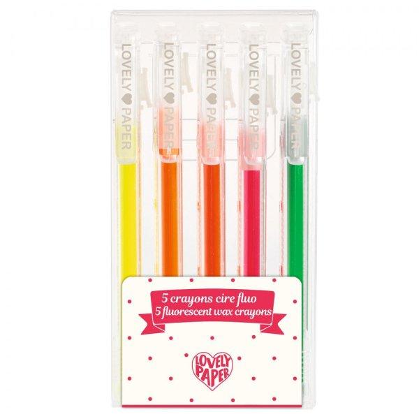 Djeco: Lovely Paper Viaszkréta-toll készlet 5 neon színben - 5 fluorescent
wax crayons
