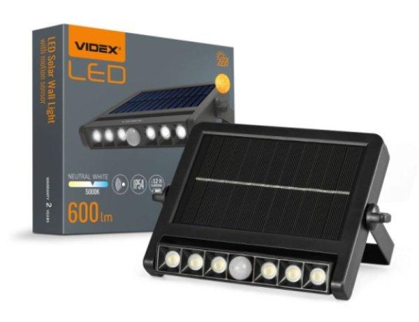 Videx napelemes fali LED lámpa  5000K  beépített mozgásérzékelővel  025-S