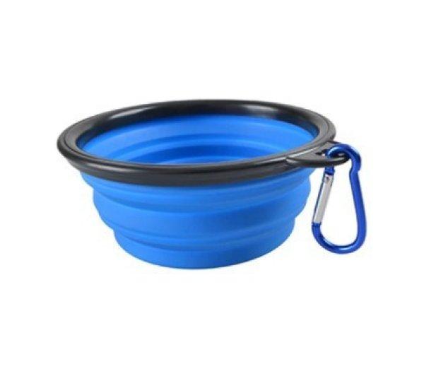 Latex hordozható etető és itató tál kutyáknak (350ML) kék
