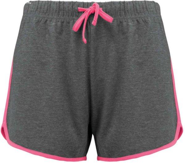 PA1021 pamut Női sport rövidnadrág Proact, Grey Heather/Fluorescent Pink-L