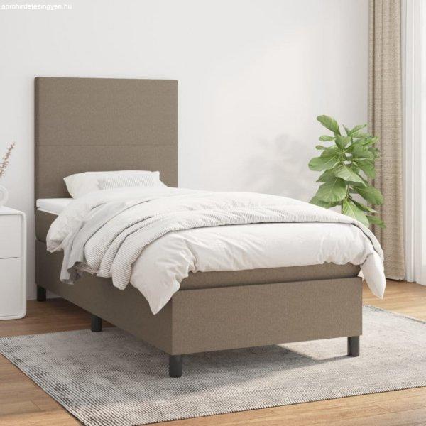 Tópszínű szövet rugós ágy matraccal 100 x 200 cm
