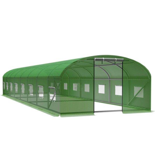 Kerti üvegház, alagút típusú fémkerettel, 400x1000cm, zöld, 40nm