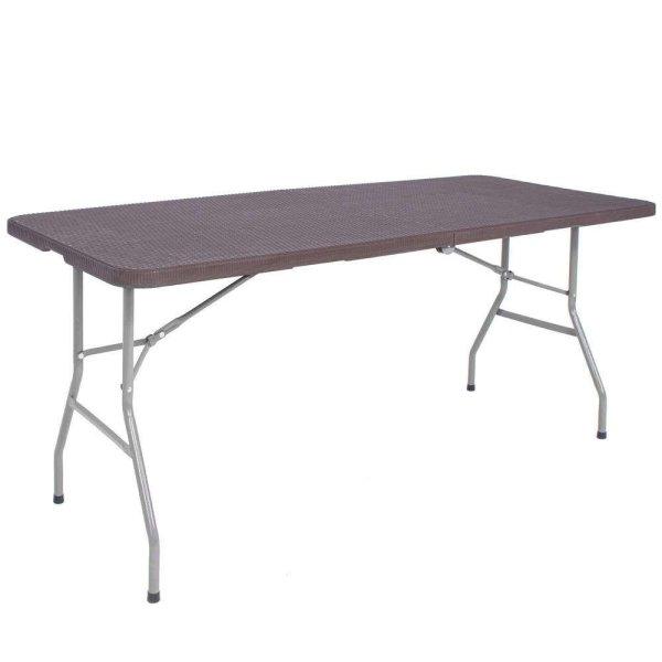 Többfunkciós összecsukható téglalap alakú asztal, 1,8 m x 0,75 m x 0,75 m,
rattan utánzat, barna