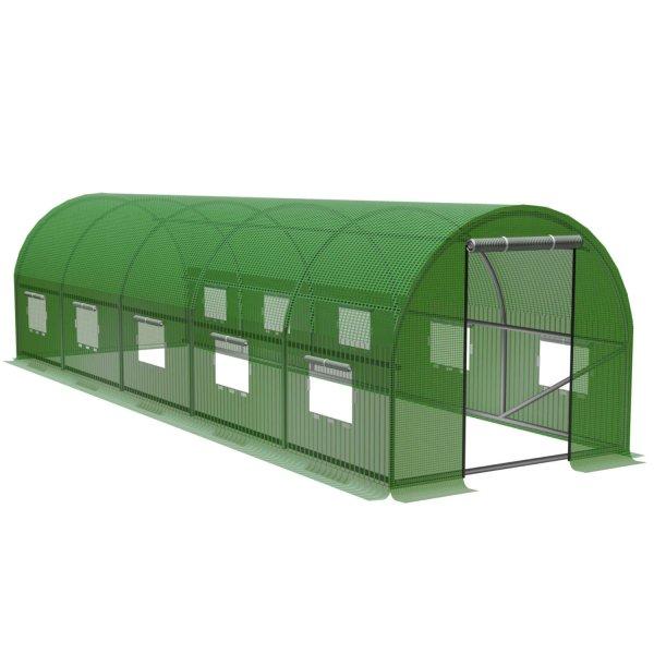 Kerti üvegház, alagút típusú fémkerettel, 300x800cm, zöld, 24nm